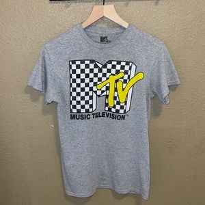 Unisex Grey MTV Checkerboard T-shirt